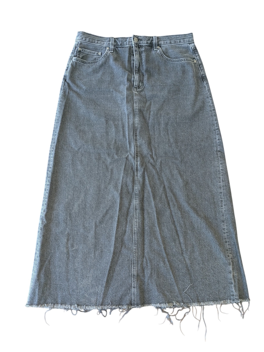 Aritzia Denim Forum Faded Black Maxi A-Line Skirt